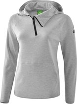 Erima Essential Sweatshirt met Capuchon Dames Licht Grijs Melange-Zwart Maat 38