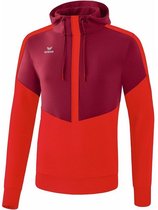 Erima Squad Sweatshirt Met Capuchon Bordeaux-Rood Maat L