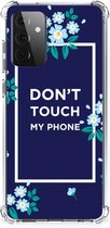Shockproof Case Geschikt voor Samsung Galaxy A72 4G/5G Smartphonehoesje met transparante rand Flowers Blue Don't Touch My Phone