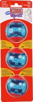 Kong hond Squeezz Action kaart à 3 red, medium. (bal Ø 6,5 cm)