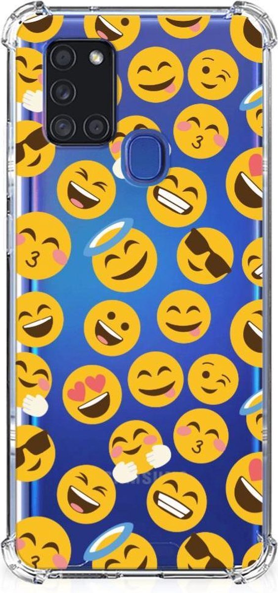 Samsung Galaxy A21s Doorzichtige Silicone Hoesje Emoji