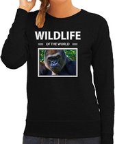 Dieren foto sweater Aap - zwart - dames - wildlife of the world - cadeau trui Gorilla apen liefhebber L
