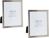 Set van 2x stuks fotolijstjes zilver geschikt voor een foto van 20 x 25 cm - Fotolijstjes hangend en/of staand gebruik