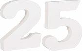 Mdf houten hobby cijfers 25 van formaat 11 cm - Rayhercijfer - Leeftijden, huisnummers, kamer nummers - 25 jaar verjaardag feest