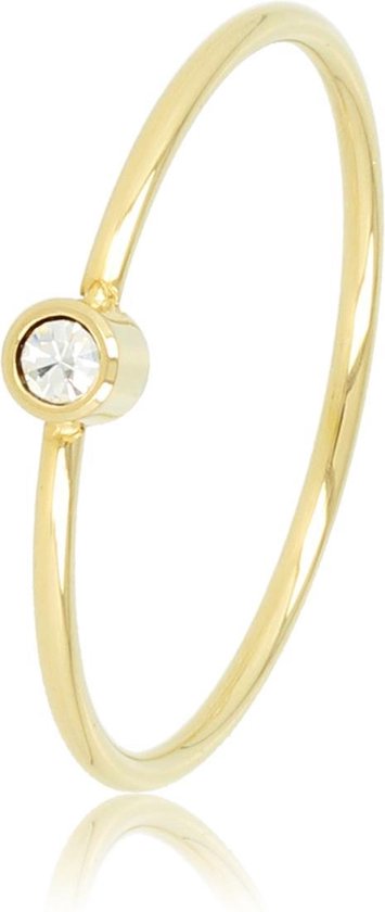 *My Bendel - Gouden ring met kristal glassteen - Fijne aanschuifring met glassteen, gemaakt van mooi blijvend edelstaal - Met luxe cadeauverpakking