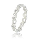 My Bendel - Ring zilverkleurig met hartje - Zilverkleurige ring met open hartjes patroon - Met luxe cadeauverpakking