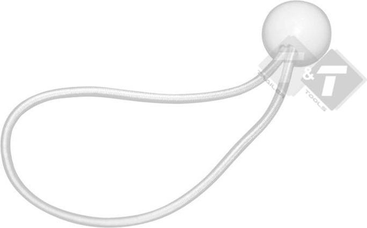 Elastiek met balletje wit, maat 17cm, PER STUK
