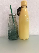 Drinkbekers - gele gemaakt van kunststof (750ml) - glazen beker met ijzeren dop - (500ml)
