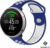 Siliconen Smartwatch bandje - Geschikt voor  Polar Ignite sport bandje - blauw/wit - Strap-it Horlogeband / Polsband / Armband