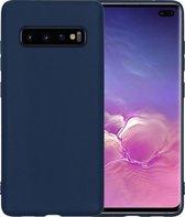 Samsung S10 Hoesje Siliconen Case Cover - Samsung Galaxy S10 Hoesje Cover Hoes Siliconen - Donker Blauw