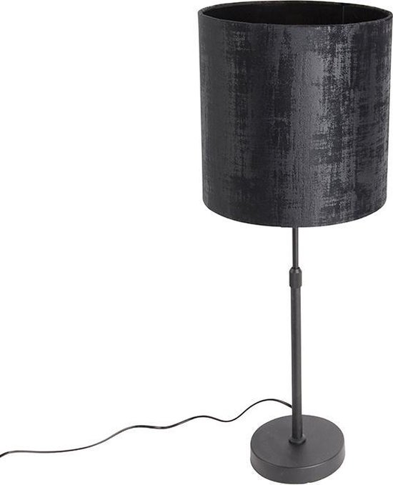QAZQA parte - Moderne Tafellamp met kap - 1 lichts - H 74 cm - Zwart - Woonkamer | Slaapkamer | Keuken