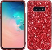 Glitter poeder schokbestendig TPU beschermhoes voor Galaxy S10e (rood)