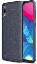 Litchi Texture TPU schokbestendig hoesje voor Galaxy M10 (marineblauw)