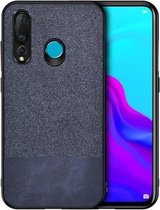 Schokbestendige splicing PU + stoffen beschermhoes voor Huawei Enjoy 9s (blauw)