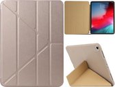 Millet-textuur PU + silicagel lederen hoes met volledige dekking voor iPad Air (2019) / iPad Pro 10,5 inch, met multi-opvouwbare houder (goud)