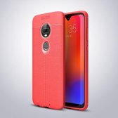 Litchi Texture TPU schokbestendig hoesje voor Motorola Moto G7 (rood)