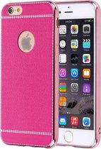 Voor iPhone 6 Plus & 6s Plus 3D Litchi Texture Soft TPU beschermhoes (magenta)