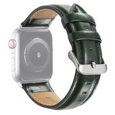 Zwarte lederen band met gesp voor Apple Watch Series 6 & SE & 5 & 4 44 mm / 3 & 2 & 1 42 mm (donkergroen)