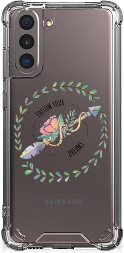 Sac de téléphone adapté au Samsung Galaxy S21, étui pour smartphone avec bord transparent Boho Dreams