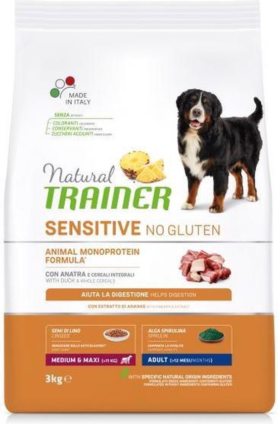 3 kg Natural trainer sensitive adult medium duck glutenvrij hondenvoer