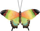 Tuindecoratie vlinder van metaal groen 48 cm - Muur/wand/schutting - Dierenbeelden vlinders