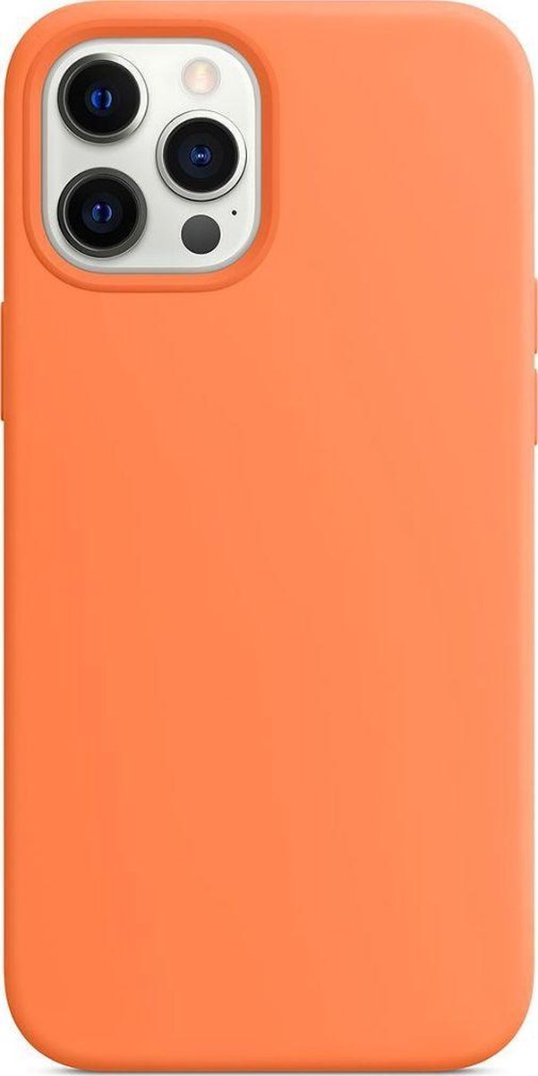 Mobigear Hoesje geschikt voor Apple iPhone 12 Pro Max Siliconen MagSafe Telefoonhoesje | Mobigear Rubber Touch Backcover | Geschikt voor MagSafe | Geschikt voor Draadloos Opladen met Magnetische Ring | Geschikt voor MagSafe Case - Oranje