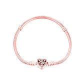 Tracelet - Zilveren Armbanden - Bedelarmband levensboom rosé | Familieboom hart sluiting | 925 Sterling Zilver rosé verguld - Pandora compatible - 925 Zilver Certificaat - In Leuke