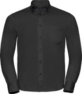 Russell Collectie Heren Lange Mouw Klassiek Twill Shirt (Zwart)