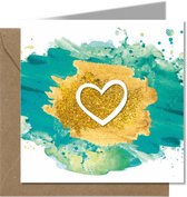 Tallies Cards - greeting - ansichtkaarten - Blanco hartje - Aquarel  - Set van 4 wenskaarten - Inclusief kraft envelop - valentijnskaart - valentijn  - moeder - mama - liefde - 100