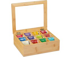 Bamboe Theedoos met 12 Vakken - Handig en Stijlvol - 1 stuk