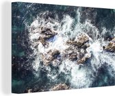 Canvas Schilderij Zee - Stenen - Water - 60x40 cm - Wanddecoratie