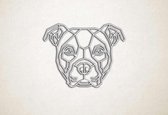 Line Art - Hond - Amerikaanse Bulldog - XS - 23x30cm - Wit - geometrische wanddecoratie
