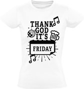 Thank god its friday Dames t-shirt | vrijdag | god | weekend | feesten | grappig | cadeau | Wit