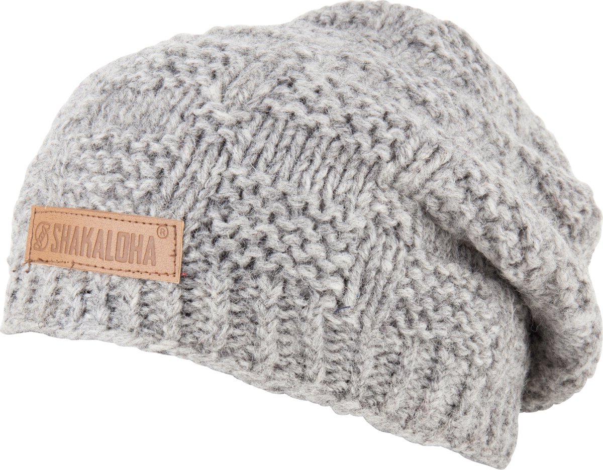 Shakaloha Gebreide Wollen Muts Heren & Dames Beanie Hat van schapenwol met polyester fleece voering - Baila Beanie Grey Unisex - One Size Wintermuts