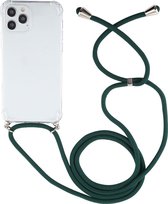 Apple iPhone 12 Pro Max Hoesje - Mobigear - Lanyard Serie - TPU Hoesje met koord - Dark Green - Hoesje Geschikt Voor Apple iPhone 12 Pro Max