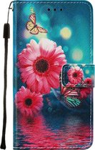Apple iPhone 12 Mini Hoesje - Mobigear - Design Serie - Kunstlederen Bookcase - Chrysanthemum - Hoesje Geschikt Voor Apple iPhone 12 Mini