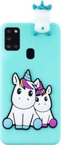 ADEL Siliconen Back Cover Softcase Hoesje voor Samsung Galaxy A21s - Eenhoorn Groen