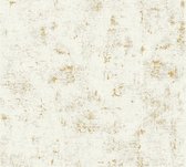 Steen tegel behang Profhome 230775-GU vliesbehang licht gestructureerd met structuur mat wit goud 5,33 m2