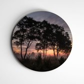 IDecorate - Schilderij - Before Sunrise Mariapeel Limburg Fotoprint Forex - Zwart, Blauw, Roze, Grijs En Oranje - 40 X 40 Cm