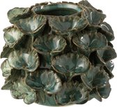 J-line Bloempot Blaadjes Aardewerk Groen Small