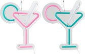 J-Line Neonled Lamp Cocktail Plastiek Wit/Roze/Groen Assortiment Van 2