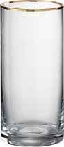 J-line Drinkglas Rand Cilinder Hoog Glas Transparant Goud 4
