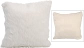 J-Line Kussen Breiwerk/Bontlook Beige/Creme 45X45Cm