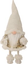J-Line Kerstman Paillet Textiel Wit Goud S(50cm)