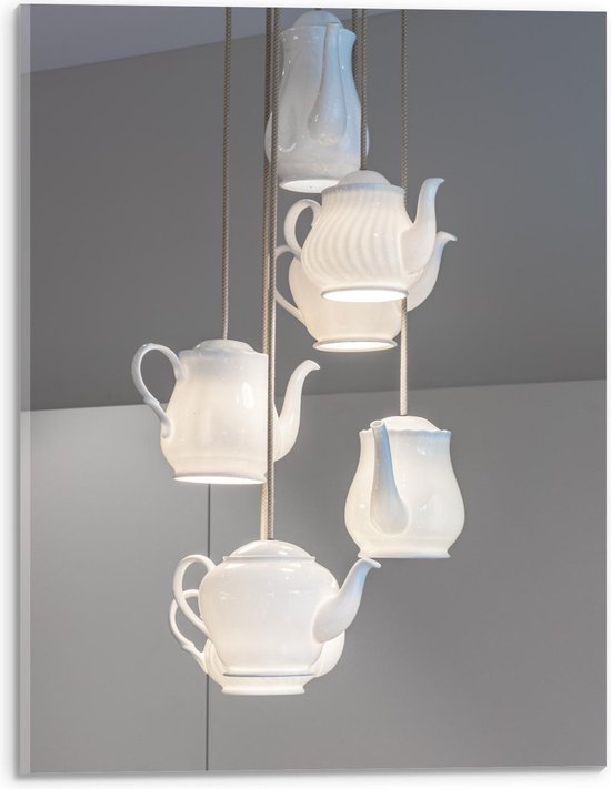 Acrylglas - Zwevende Witte Theepotlampjes - 30x40cm Foto op Acrylglas (Wanddecoratie op Acrylglas)
