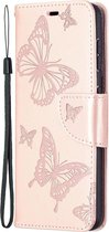 Samsung Galaxy S21 Hoesje - Mobigear - Butterfly Serie - Kunstlederen Bookcase - Roségoud - Hoesje Geschikt Voor Samsung Galaxy S21