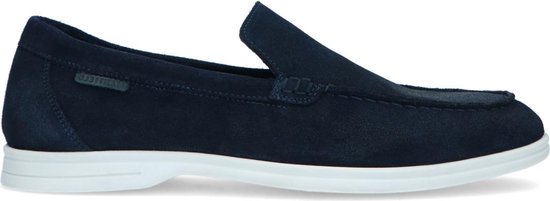 Manfield - Heren - Blauwe suède loafers met witte zool - Maat 42 | bol.com