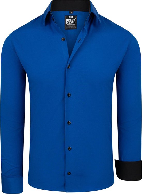 Heren overhemd kobalt blauw - Rusty Neal - r-44 | bol.com