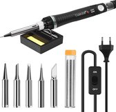 houtbrander - zinaps soldeerboutset - soldeerbout elektronica met instelbare Temperatuur en Aan- / uit-schakelaar - 60W / 220V met 5 soldeerpunten - soldeertin - soldeerstation met spons for 