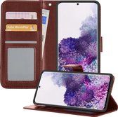 Samsung S20 Ultra Hoesje Book Case Hoes - Samsung Galaxy S20 Ultra Hoesje Portemonnee Cover - Samsung S20 Ultra Hoes Wallet Case Hoes - Bruin